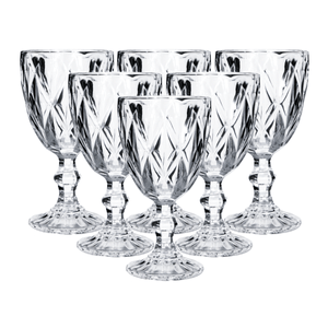 JOGO C/6 TAÇAS DIAMANTE TRANSPARENTE 340ml